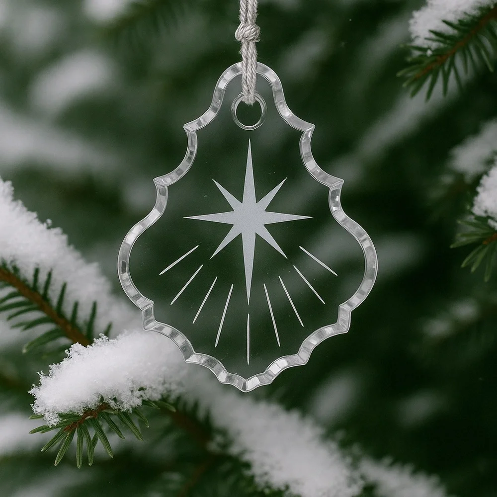 Lenox Crystal‎ Starburst Etched Ornament with Silver Tassel
